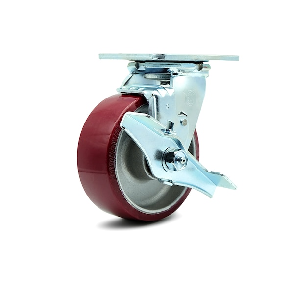 5 Inch Poly on Aluminum Swivel Caster with Ball Bearing and Brake